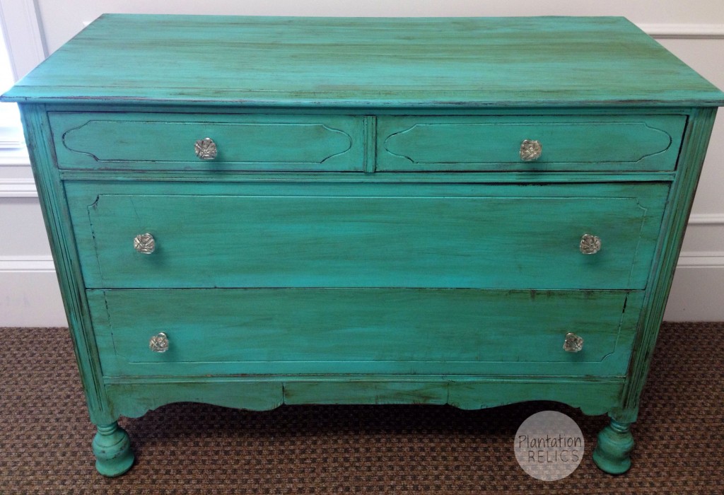 Aqua Vintage Distressed Chest Changing Table