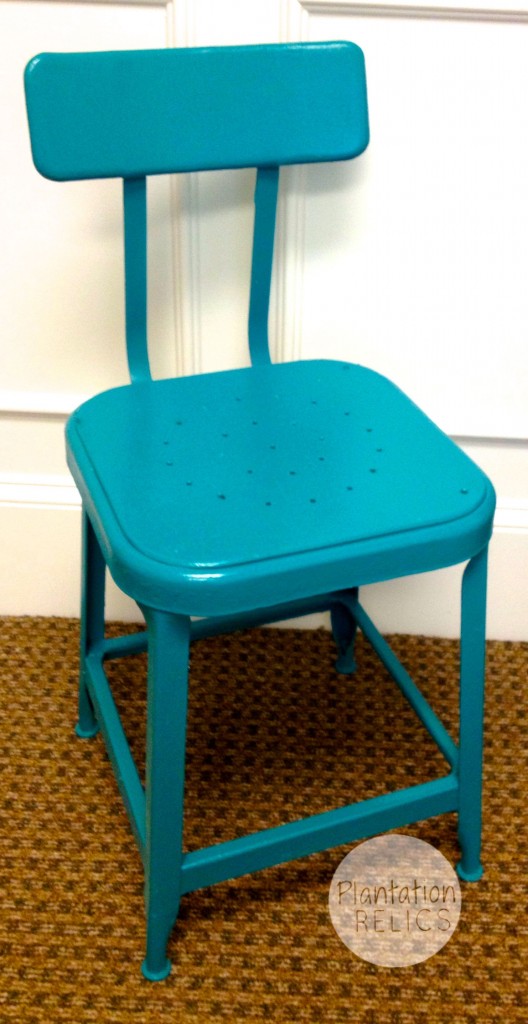 Blue metal chair