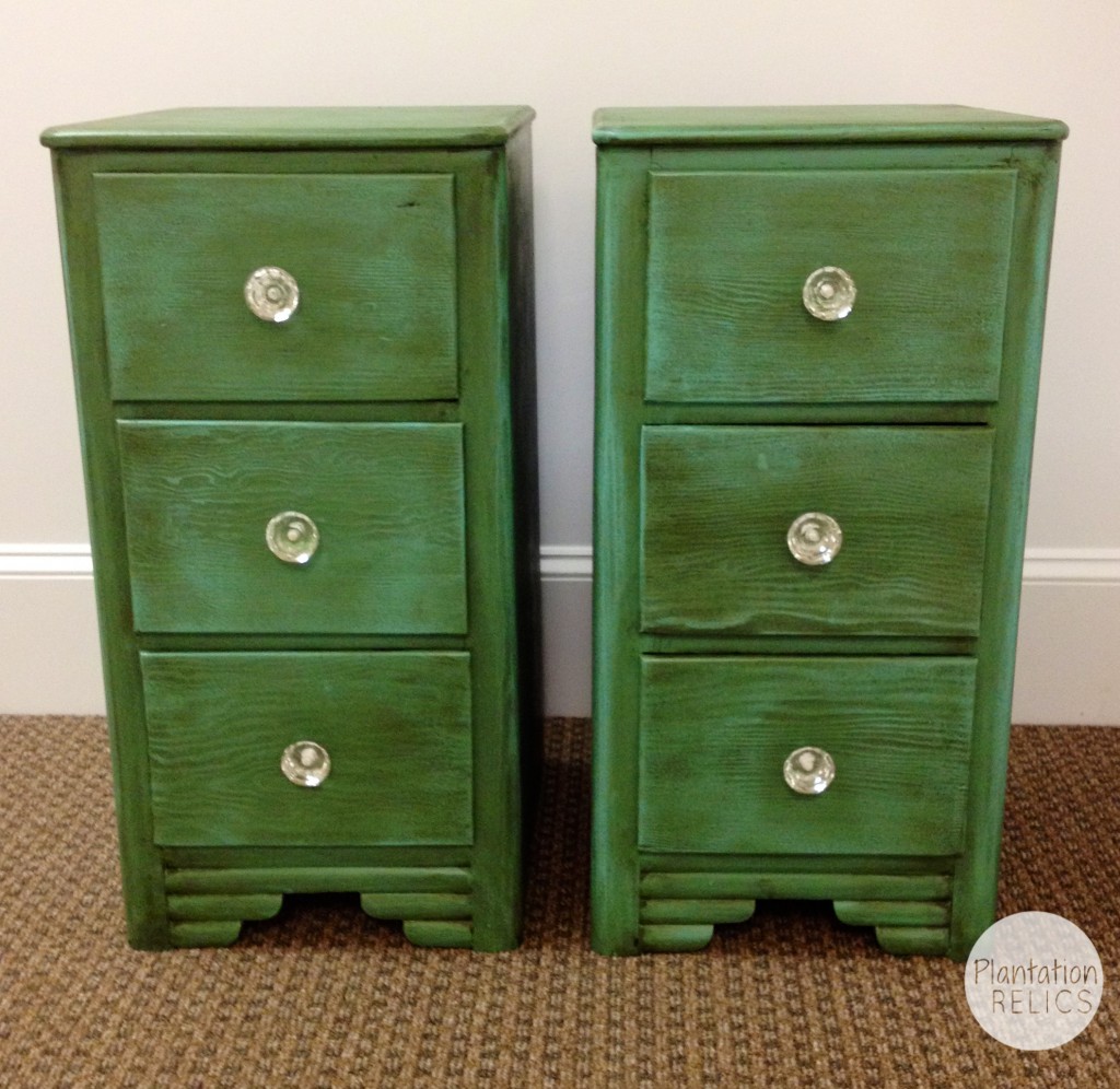 Pair of Teal turquoise end tables after