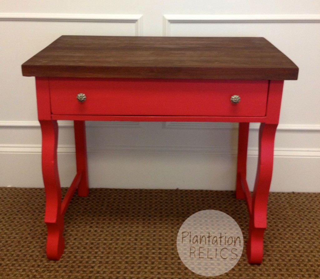 Pink empire desk with stained top