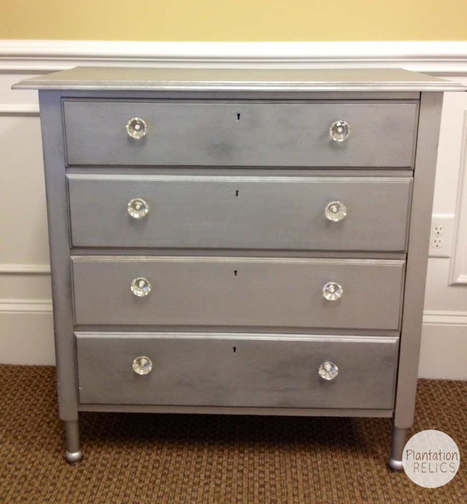 Silver metallic oak chest