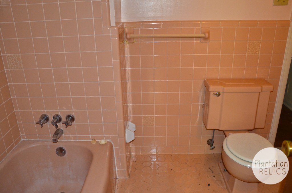 Master shared bath tub and toilet before flip
