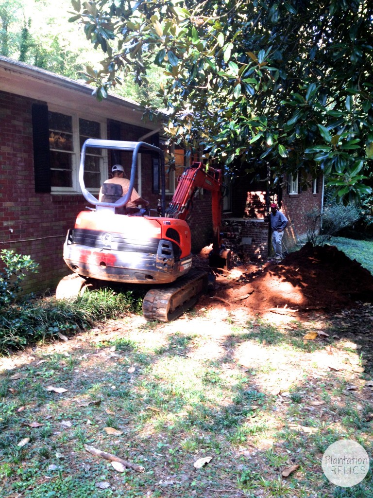 Exterior during front porch getting dug out flip