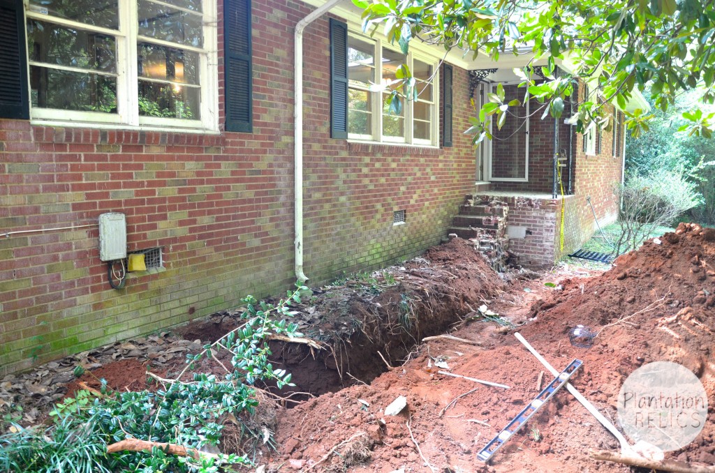 Exterior during front porch gettting dug out flip