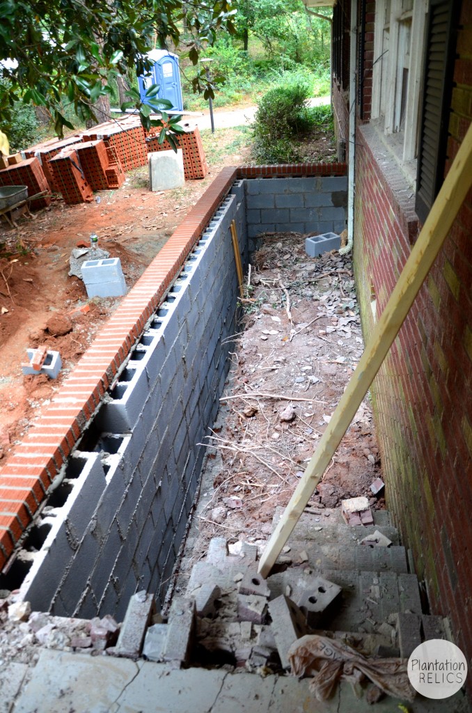 Exterior during new front porch block flip