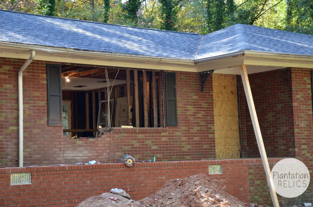 Exterior during windows brick removal flip