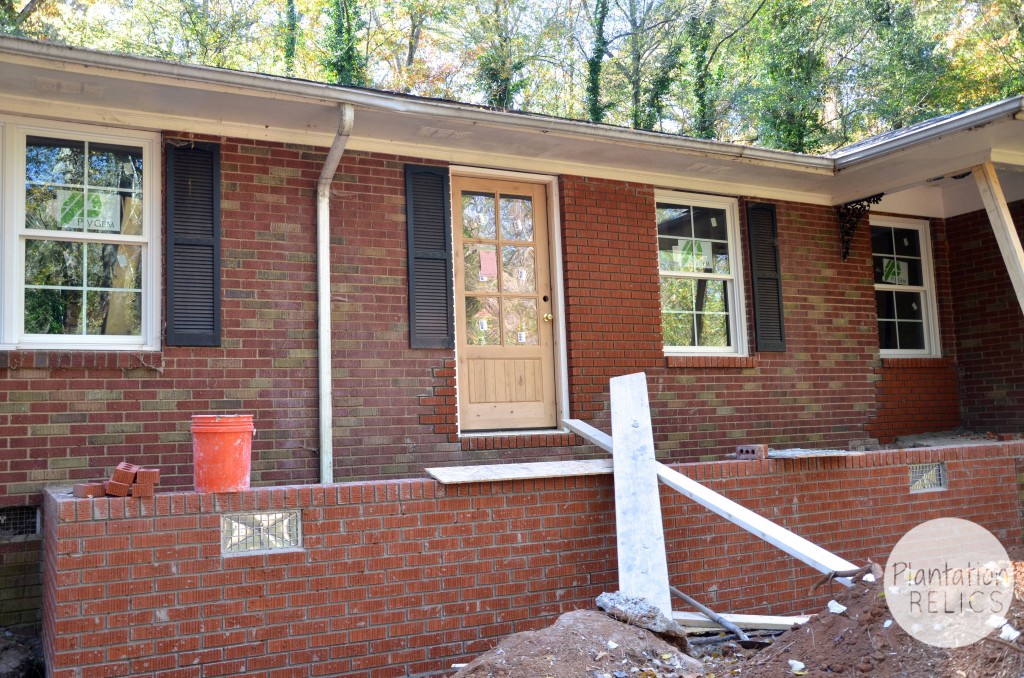 Exterior during front door and porch flip