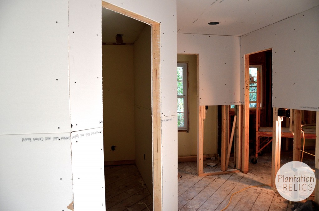 Master drywall bath view from shower flip