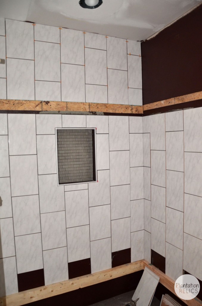 Hall bath tile shower start 2 flip