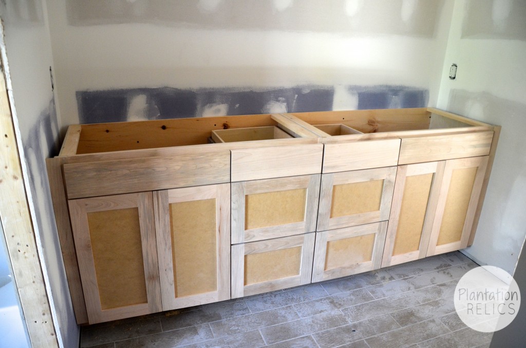 Shared Bath cabinets unfinished 2