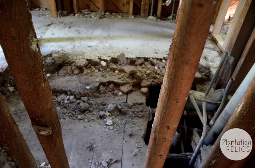 Downstairs bath demo from closet flip