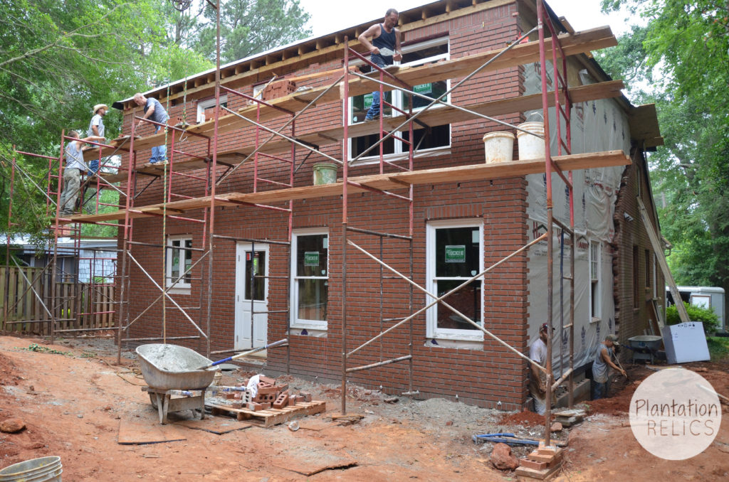 Exterior Brick back full scaffolding flip