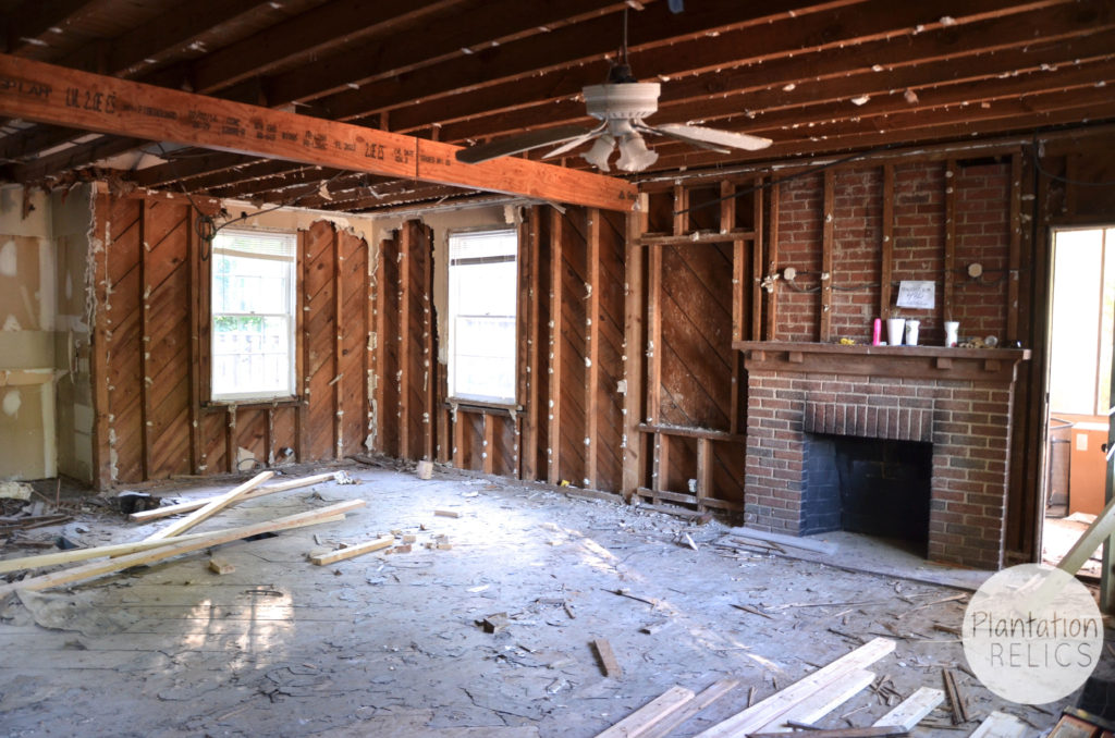 Living Room Demo beam to living dining flip