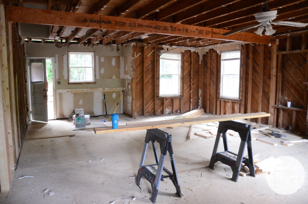 Living Room Demo before back wall out flip