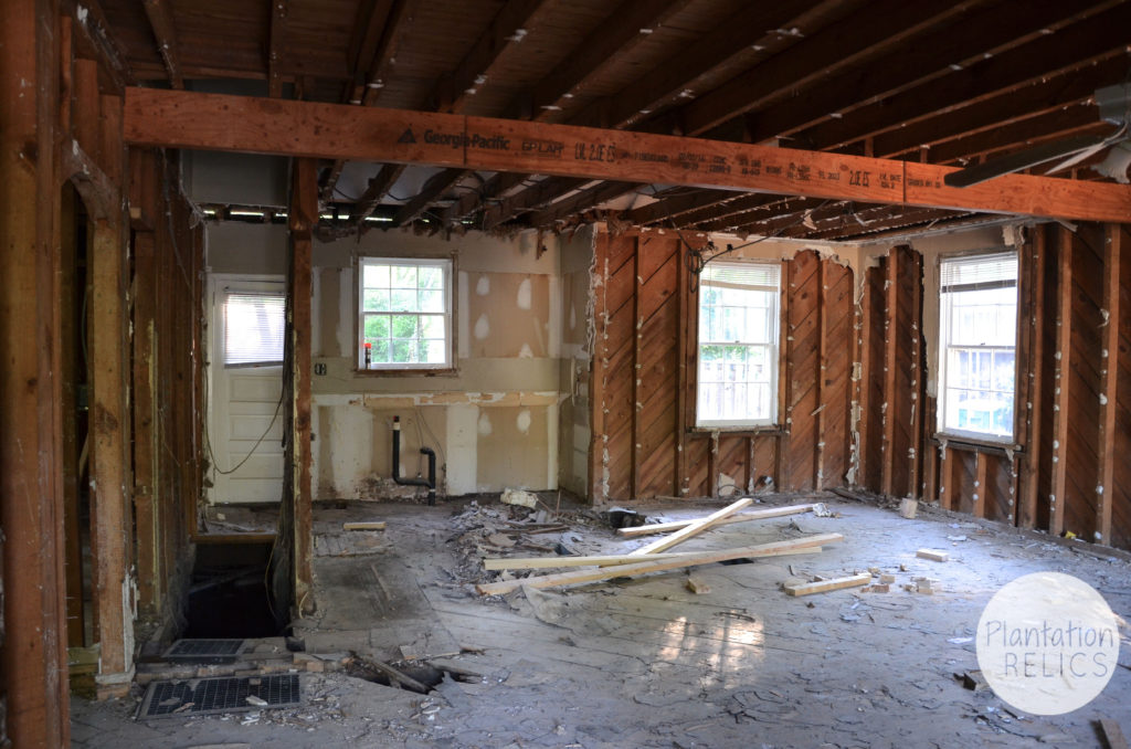 Living Room Demo before new subfloor flip